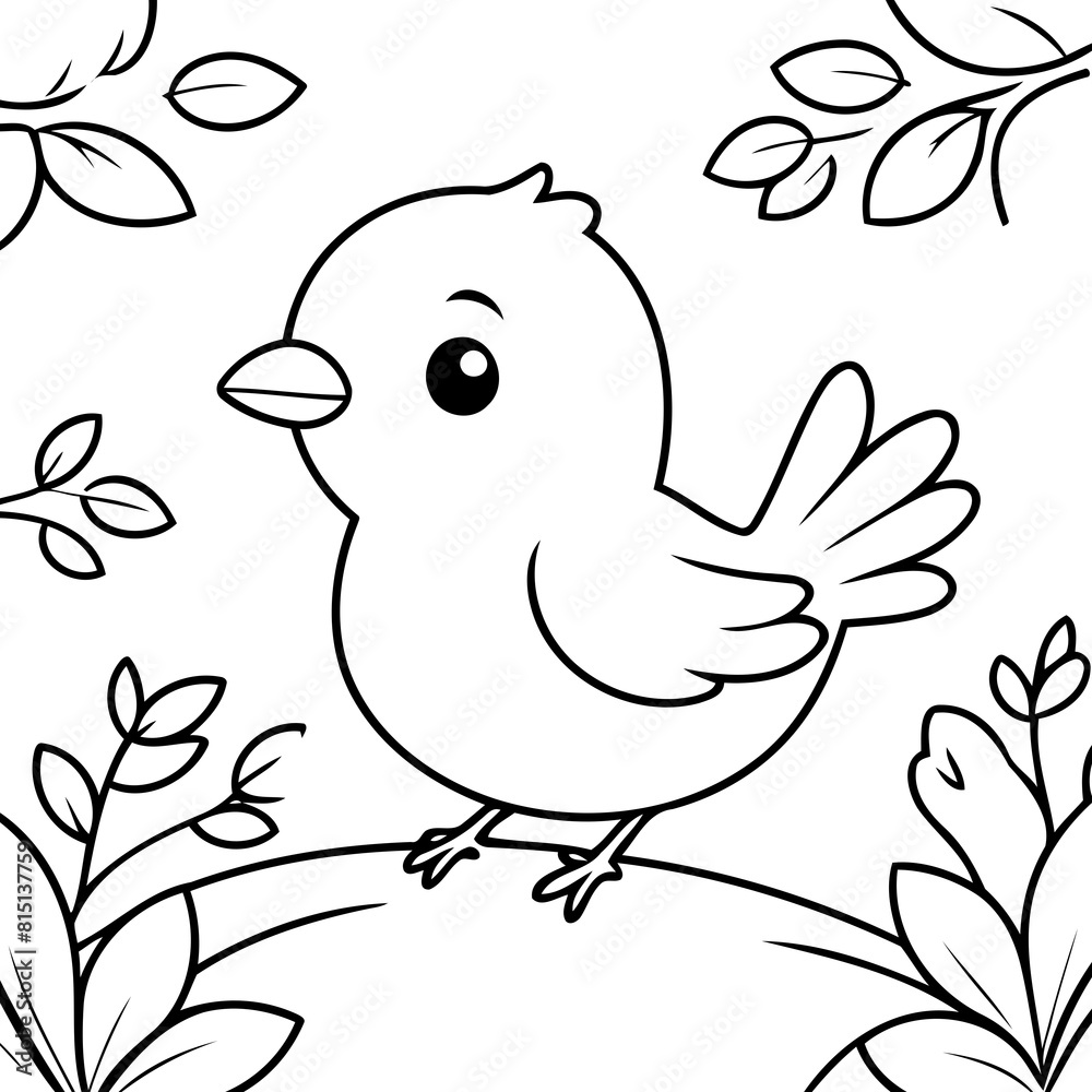 Vector illustration of a cute Bird doodle for toddlers coloring activity Vector illustration of a cute Bird doodle for toddlers coloring activity