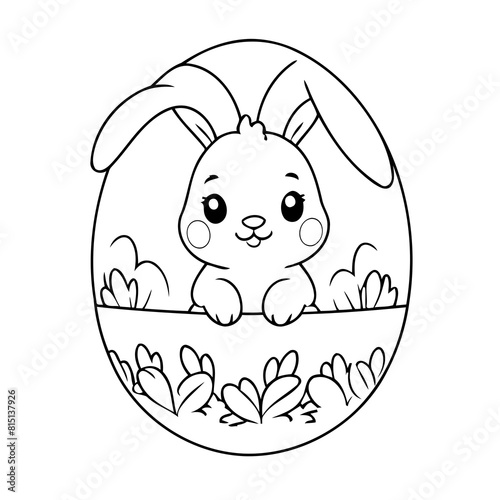 Cute vector illustration Bunny doodle for toddlers colouring page