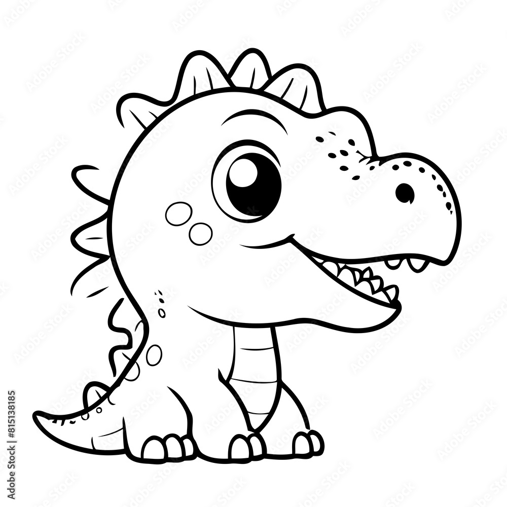 Fototapeta premium Cute vector illustration Dino doodle for kids colouring page
