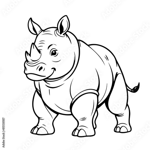 Cute vector illustration Rhino doodle for toddlers colouring page