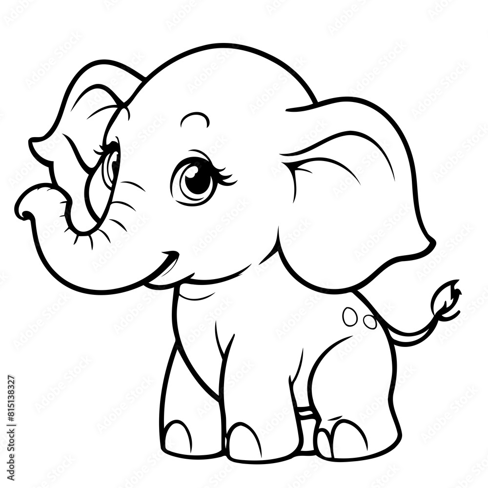 Vector illustration of a cute Elephant doodle for toddlers colouring page Vector illustration of a cute Elephant doodle for toddlers colouring page