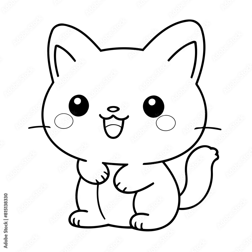 Simple vector illustration of Kawaii hand drawn for kids coloring page Simple vector illustration of Kawaii hand drawn for kids coloring page
