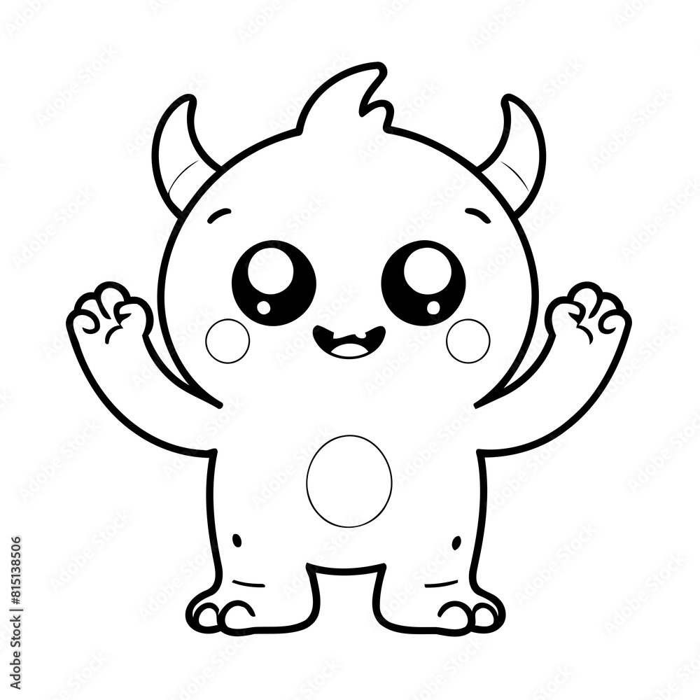 Cute vector illustration Monster drawing colouring activity Cute vector illustration Monster drawing colouring activity