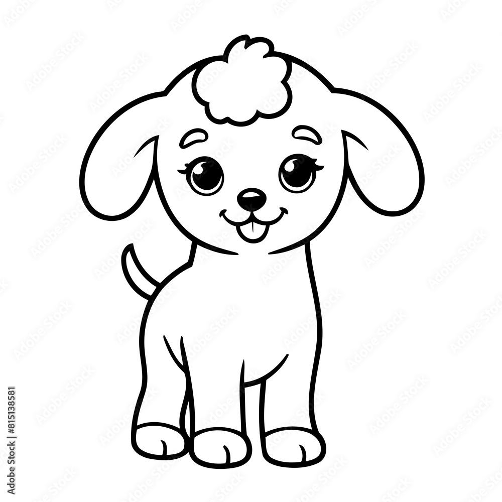 Vector illustration of a cute Poodle doodle for kids coloring worksheet Vector illustration of a cute Poodle doodle for kids coloring worksheet