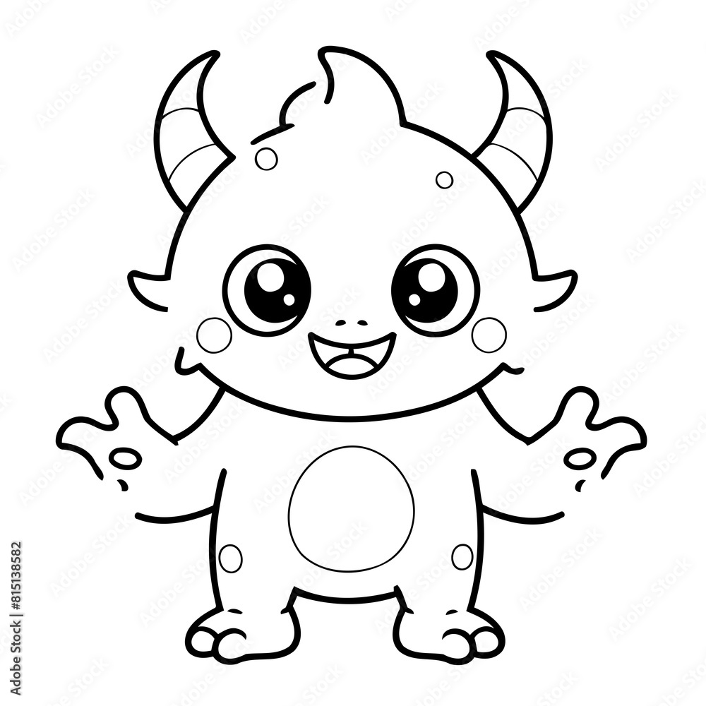 Cute vector illustration Monster drawing for colouring page Cute vector illustration Monster drawing for colouring page