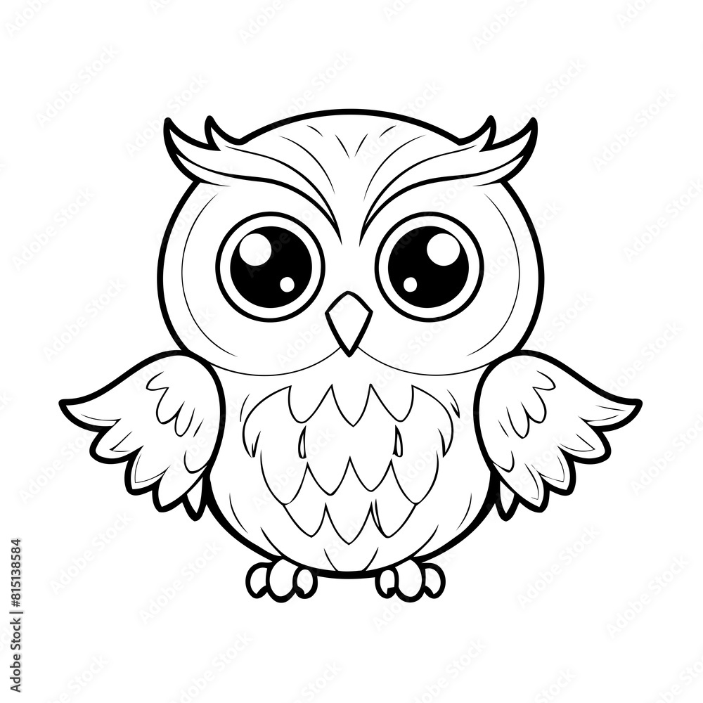 Cute vector illustration Owl for kids coloring activity page