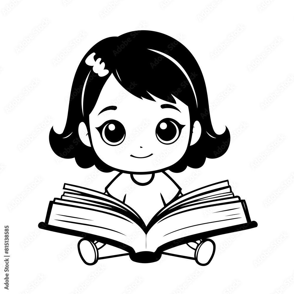 Cute vector illustration Girl hand drawn for kids page Cute vector illustration Girl hand drawn for kids page