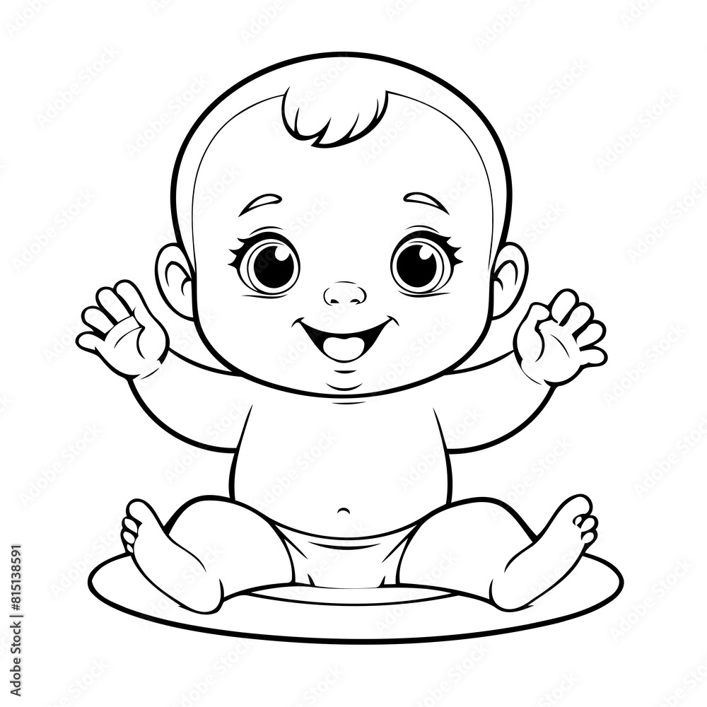 Cute vector illustration Baby hand drawn for kids coloring page Cute vector illustration Baby hand drawn for kids coloring page