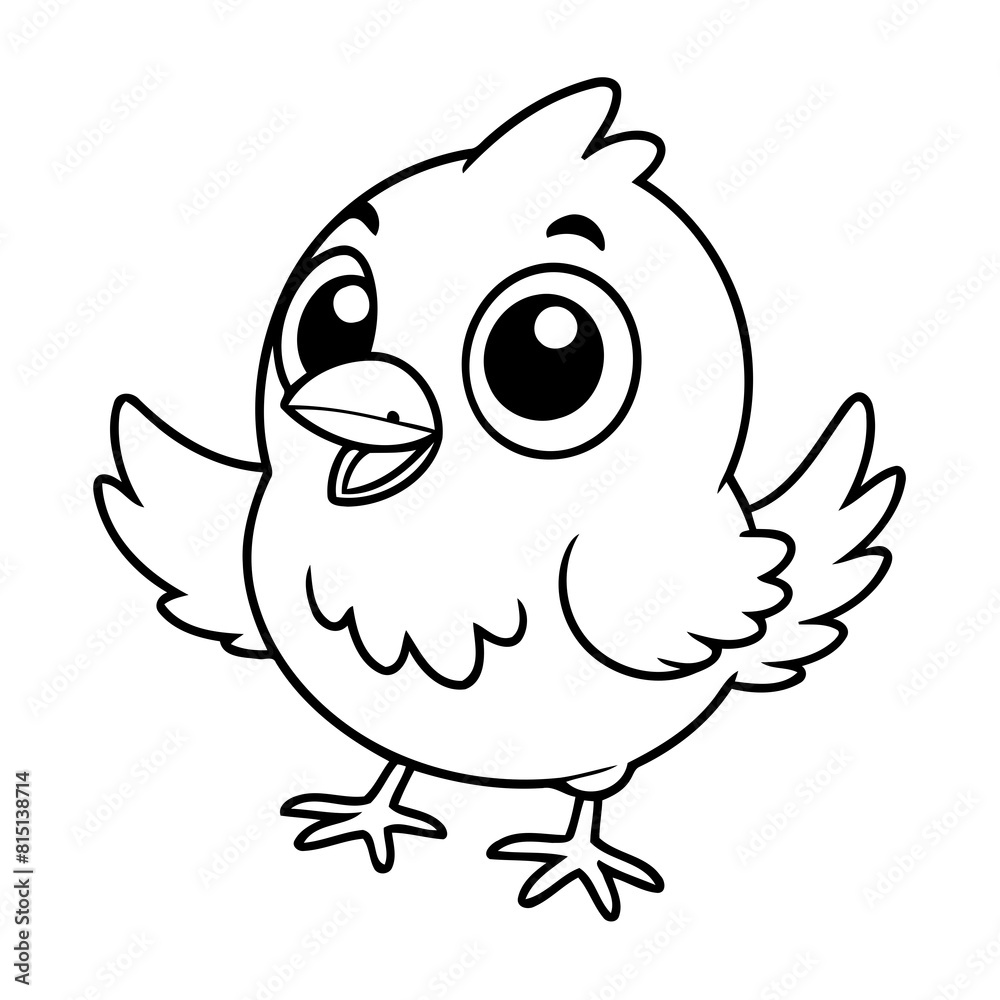 Cute vector illustration Bird doodle for kids colouring page