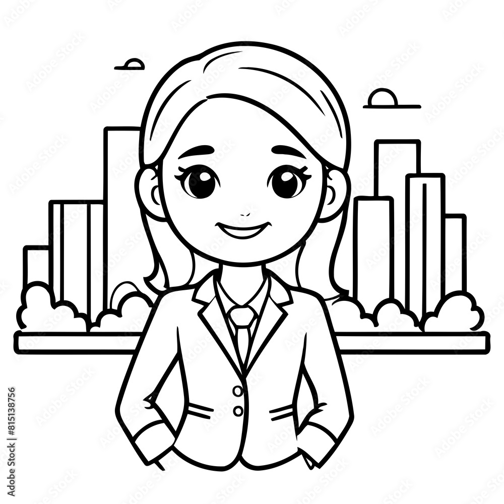 Simple vector illustration of BusinessWoman drawing for children page Simple vector illustration of BusinessWoman drawing for children page