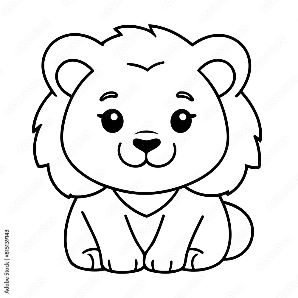 Simple vector illustration of Lion drawing for toddlers book Simple vector illustration of Lion drawing for toddlers book