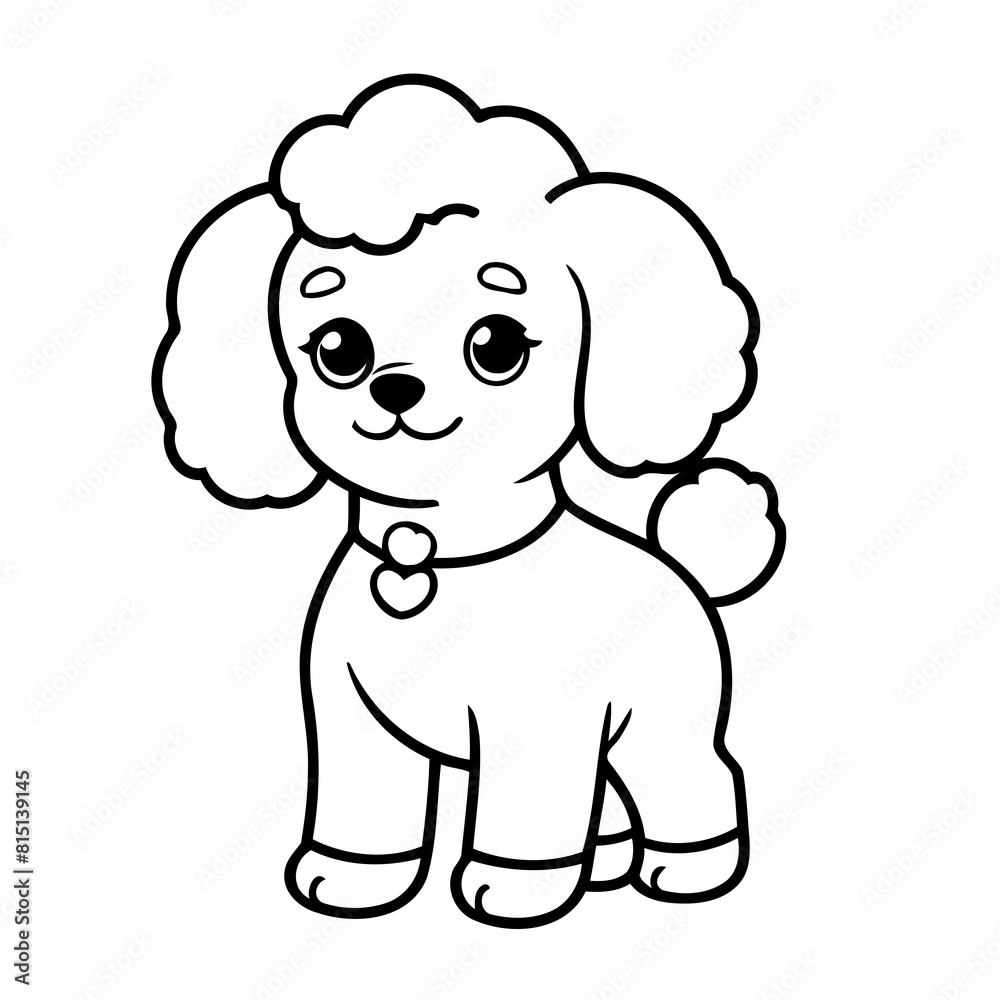 Cute vector illustration Poodle doodle colouring activity for kids Cute vector illustration Poodle doodle colouring activity for kids