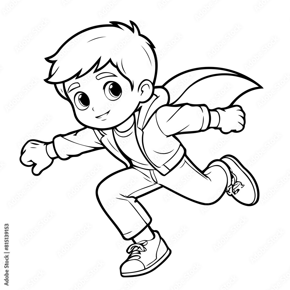 Vector illustration of a cute Boy drawing for kids colouring page