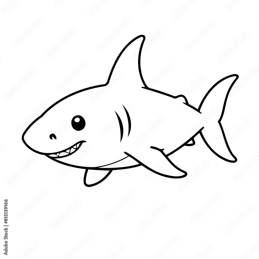 Cute vector illustration Shark doodle colouring activity for kids Cute vector illustration Shark doodle colouring activity for kids