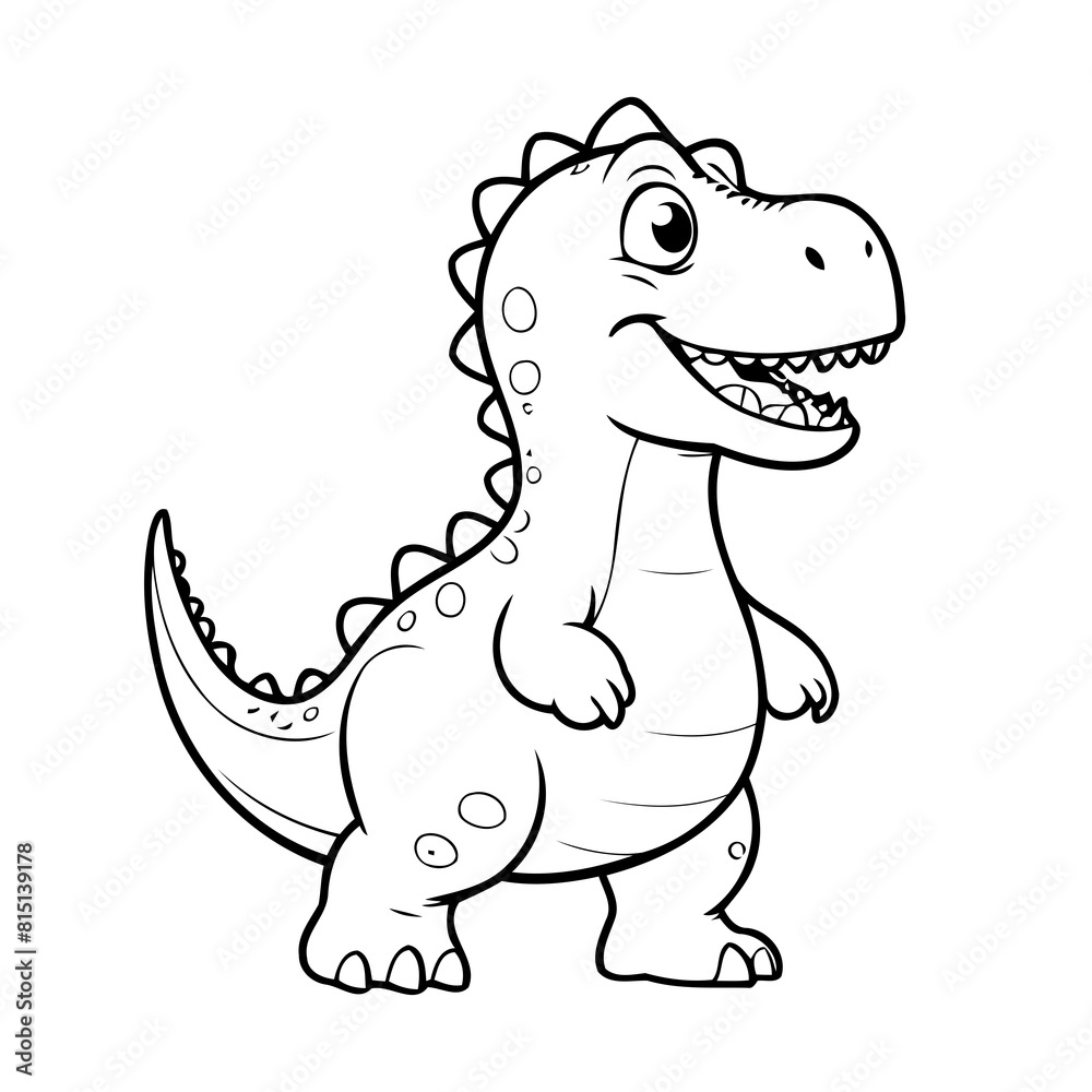 Obraz premium Simple vector illustration of Dino hand drawn for kids coloring page