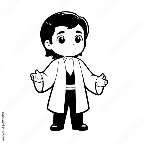 Vector illustration of a cute Clergyman drawing for kids page