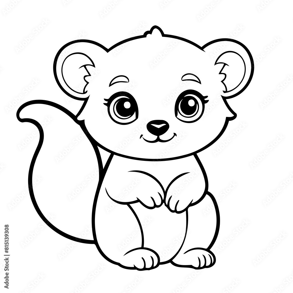 Vector illustration of a cute Lemur drawing for kids colouring activity
