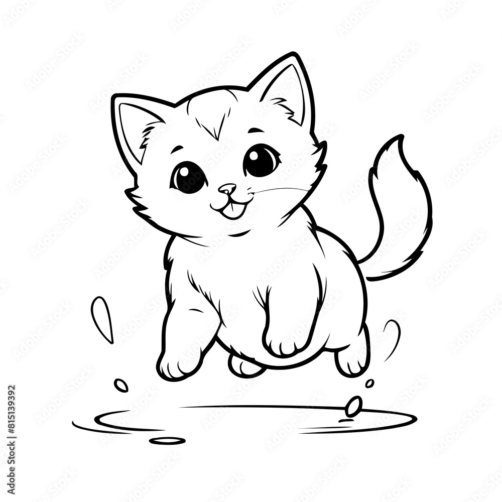 Simple vector illustration of Kitten drawing for toddlers coloring activity Simple vector illustration of Kitten drawing for toddlers coloring activity