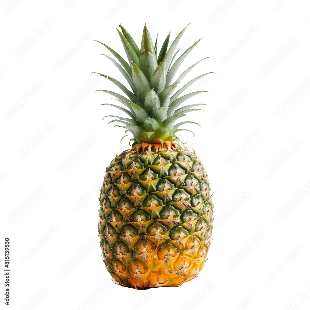 A single ripe pineapple placed on a clean Png background, a pineapple isolated on transparent background A single ripe pineapple placed on a clean Png background, a pineapple isolated on transparent background