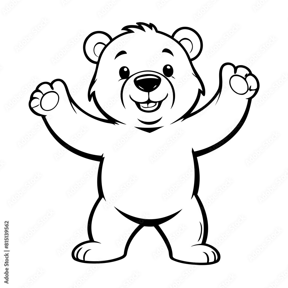 Fototapeta premium Cute vector illustration Bear for kids colouring page