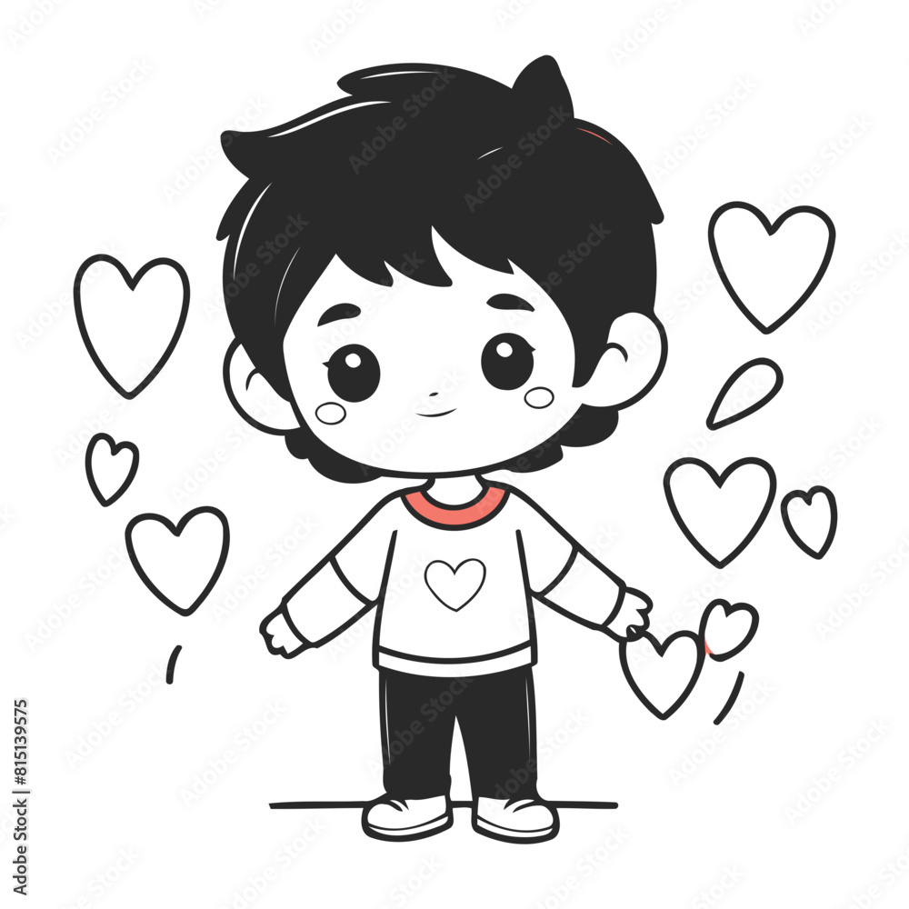 Simple vector illustration of boy for children colouring activity Simple vector illustration of boy for children colouring activity