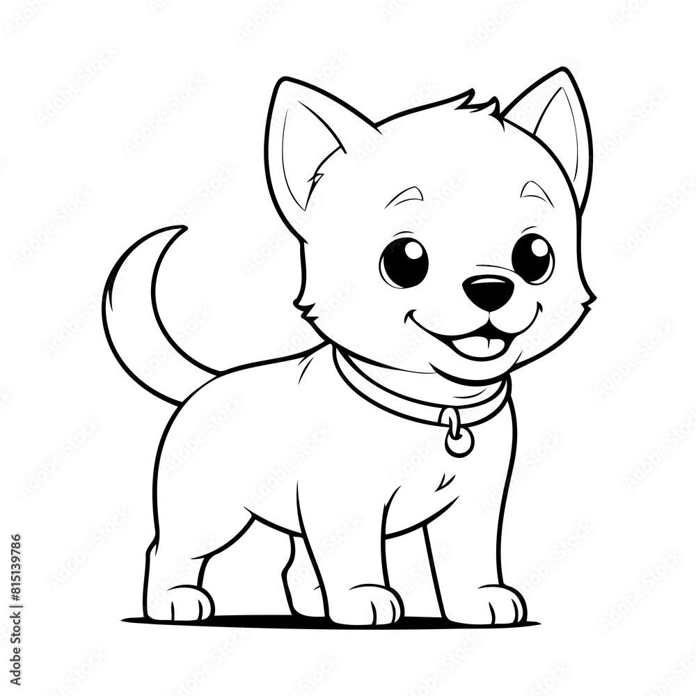 Vector illustration of a cute Dog doodle for toddlers colouring page Vector illustration of a cute Dog doodle for toddlers colouring page