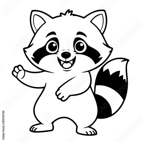 Simple vector illustration of Raccoon drawing colouring activity