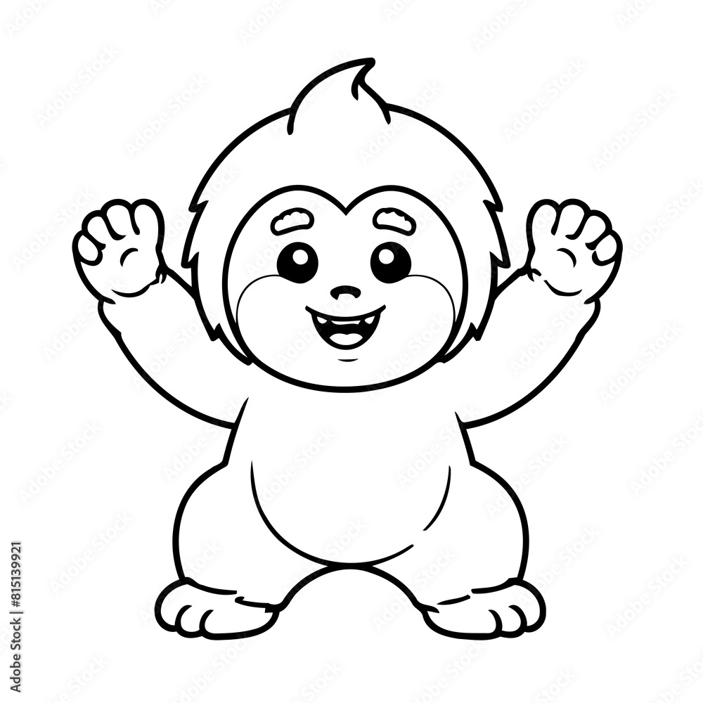 Vector illustration of a cute Yeti doodle for toddlers worksheet Vector illustration of a cute Yeti doodle for toddlers worksheet