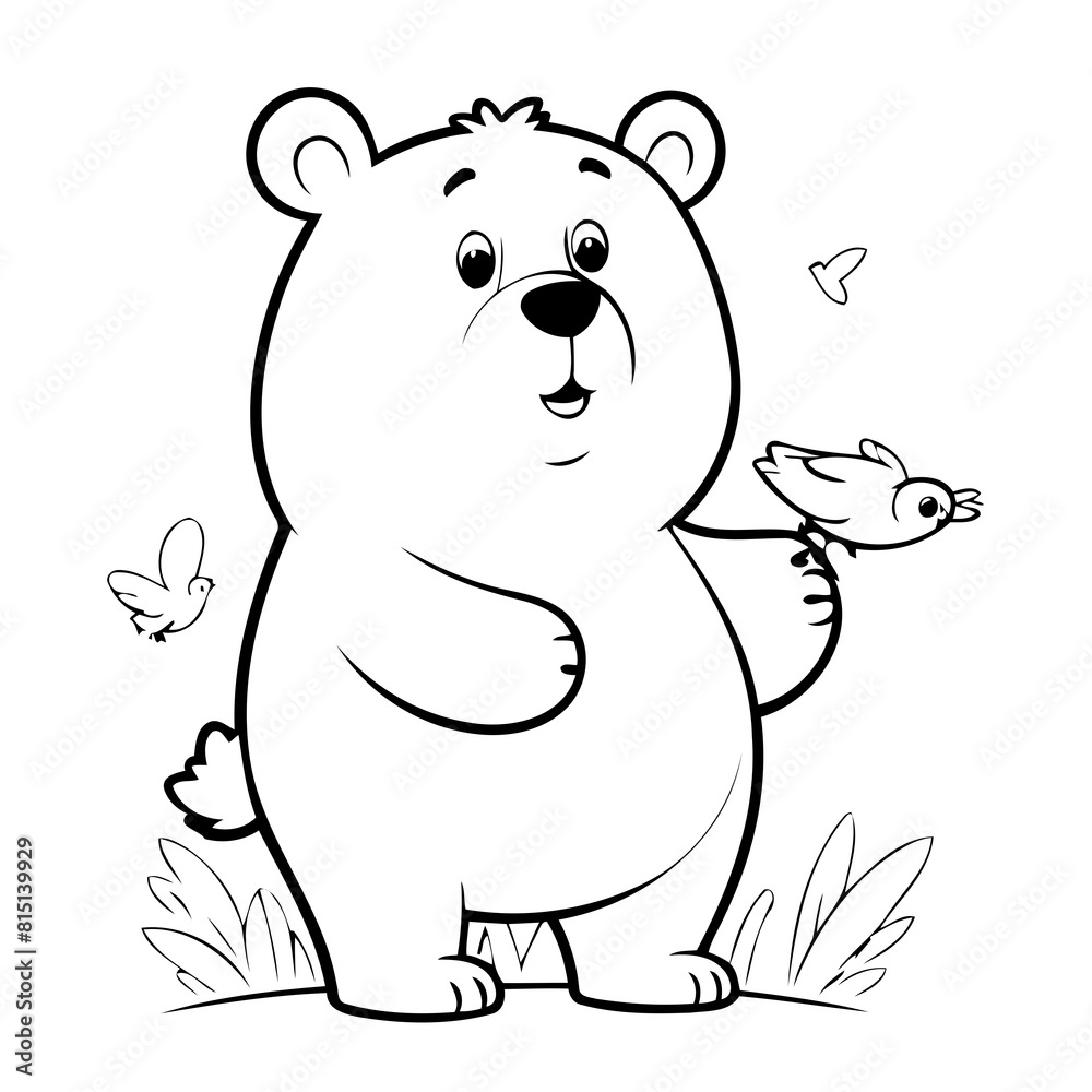 Simple vector illustration of Bear doodle for toddlers worksheet