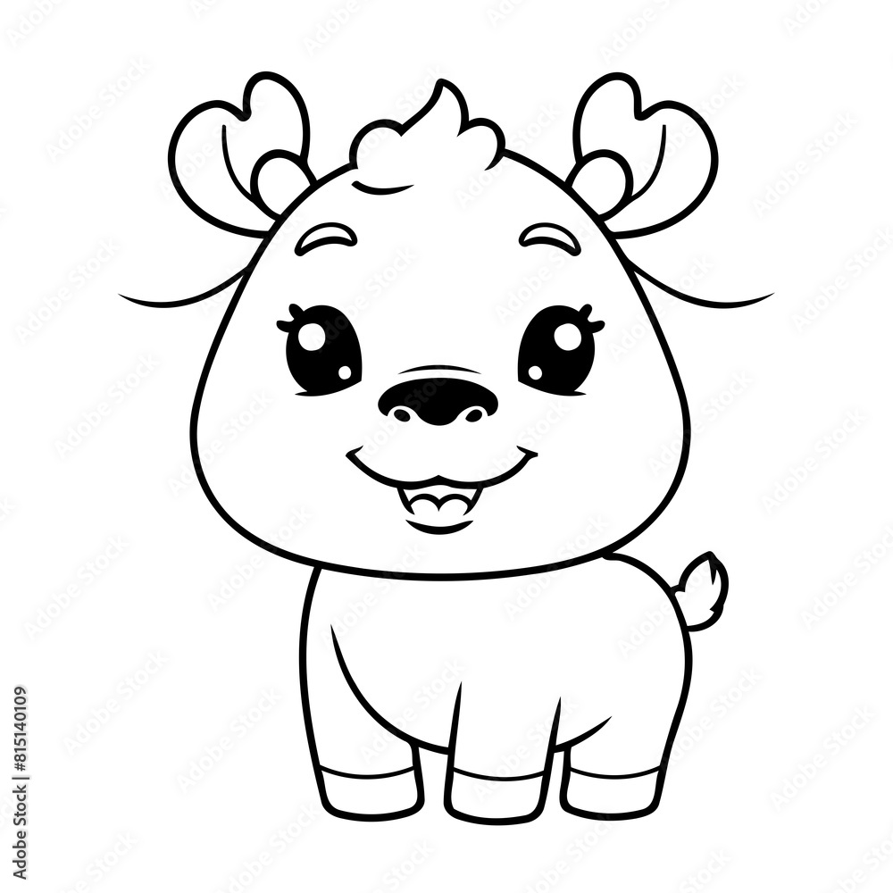 Vector illustration of a cute Moose doodle for toddlers coloring activity Vector illustration of a cute Moose doodle for toddlers coloring activity