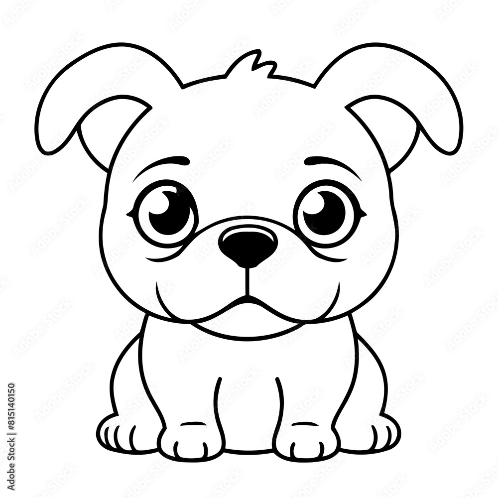 Cute vector illustration Bulldog drawing for toddlers colouring page Cute vector illustration Bulldog drawing for toddlers colouring page