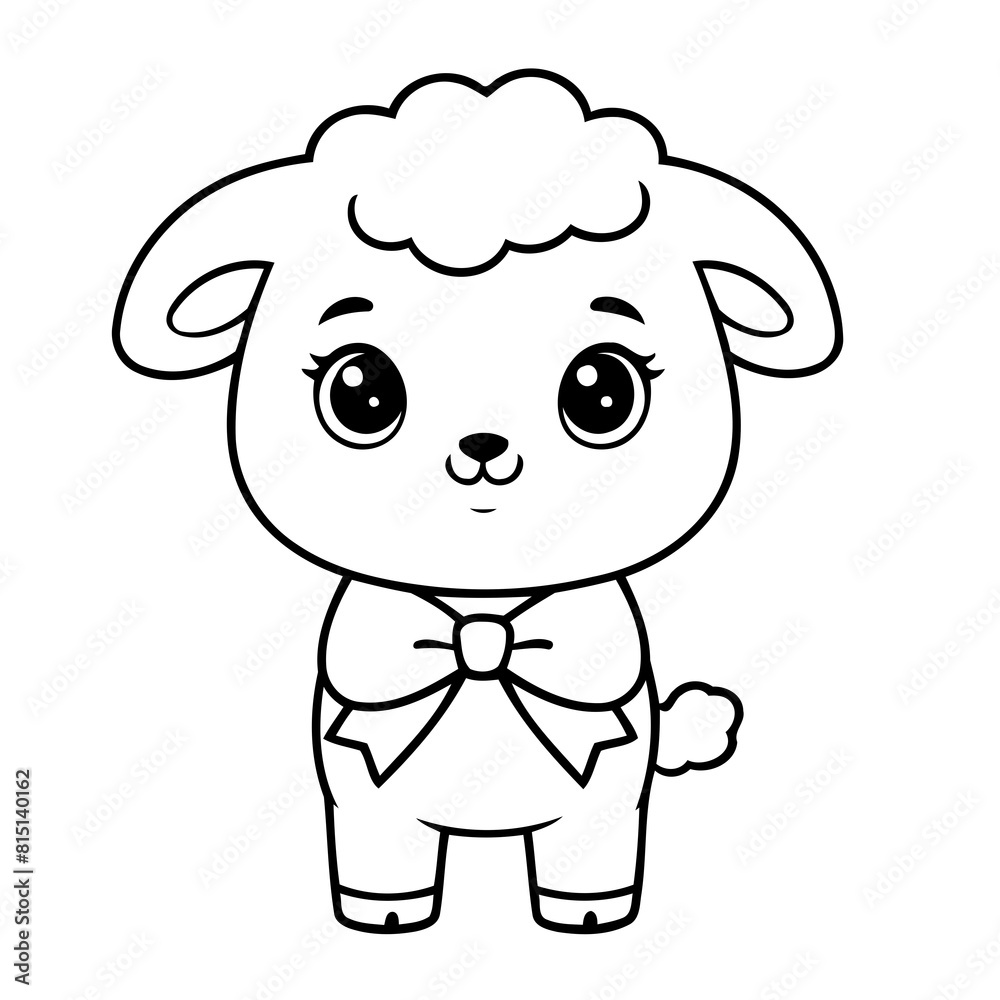 Vector illustration of a cute Sheep drawing for children page Vector illustration of a cute Sheep drawing for children page