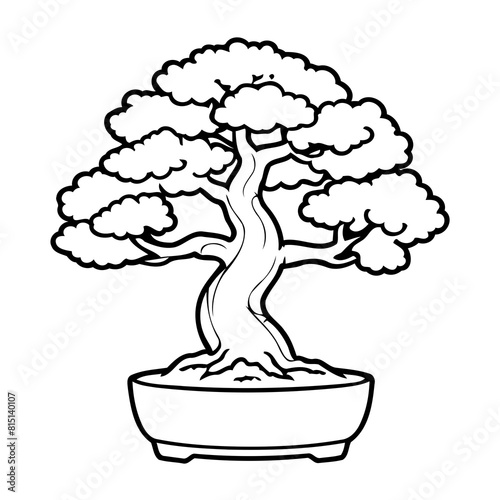 Simple vector illustration of Bonsai hand drawn for toddlers