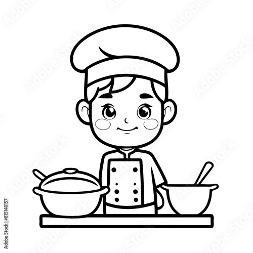 Simple vector illustration of Chef drawing for toddlers book