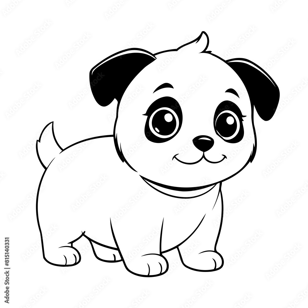 Simple vector illustration of Puppy doodle for toddlers worksheet