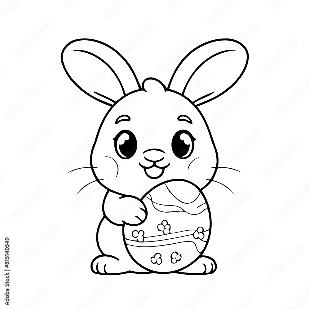 Cute vector illustration Bunny colouring page for kids Cute vector illustration Bunny colouring page for kids