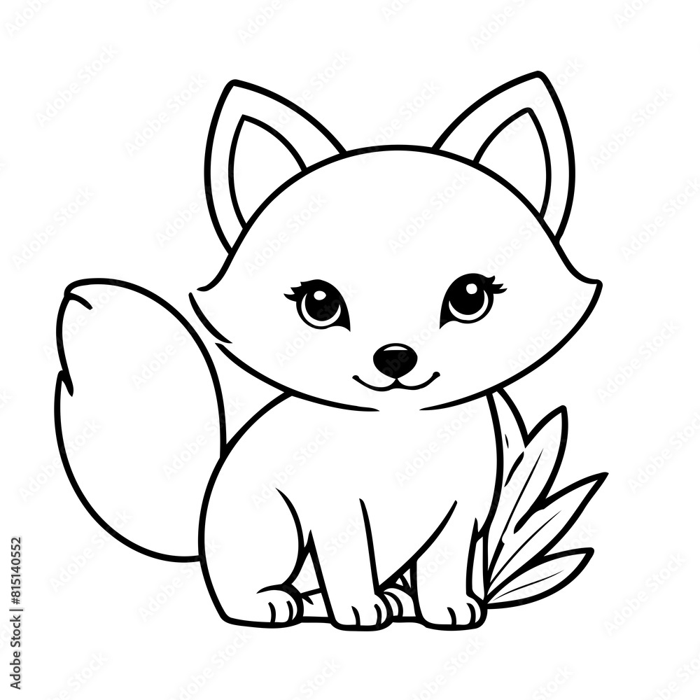 Simple vector illustration of Fox for children colouring activity