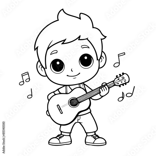 Simple vector illustration of Musician drawing for toddlers coloring activity