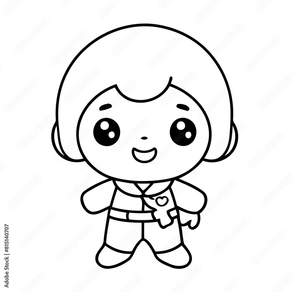 Vector illustration of a cute Kawaii doodle for kids coloring worksheet Vector illustration of a cute Kawaii doodle for kids coloring worksheet