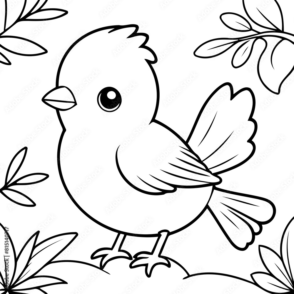 Simple vector illustration of Bird for kids colouring worksheet Simple vector illustration of Bird for kids colouring worksheet