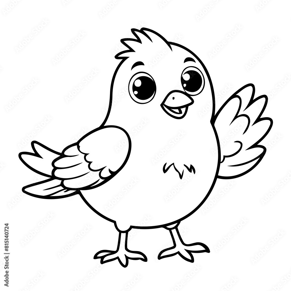Simple vector illustration of Bird drawing for toddlers coloring activity Simple vector illustration of Bird drawing for toddlers coloring activity