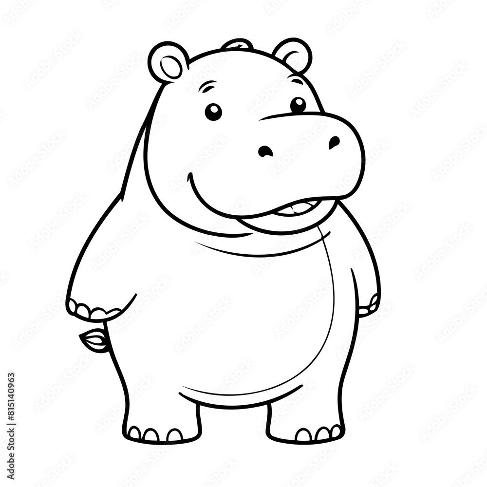 Vector illustration of a cute Hippo doodle for kids colouring page Vector illustration of a cute Hippo doodle for kids colouring page