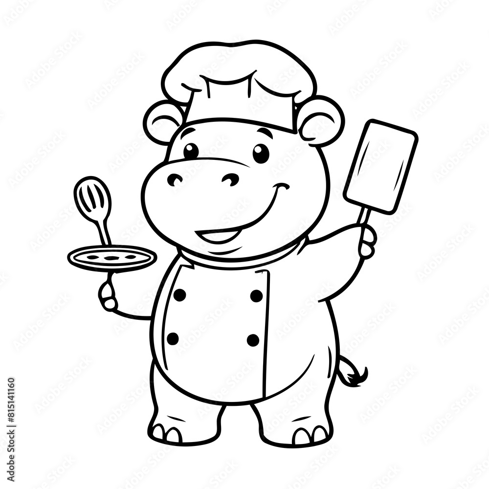 Vector illustration of a cute Hippo doodle for toddlers colouring page Vector illustration of a cute Hippo doodle for toddlers colouring page