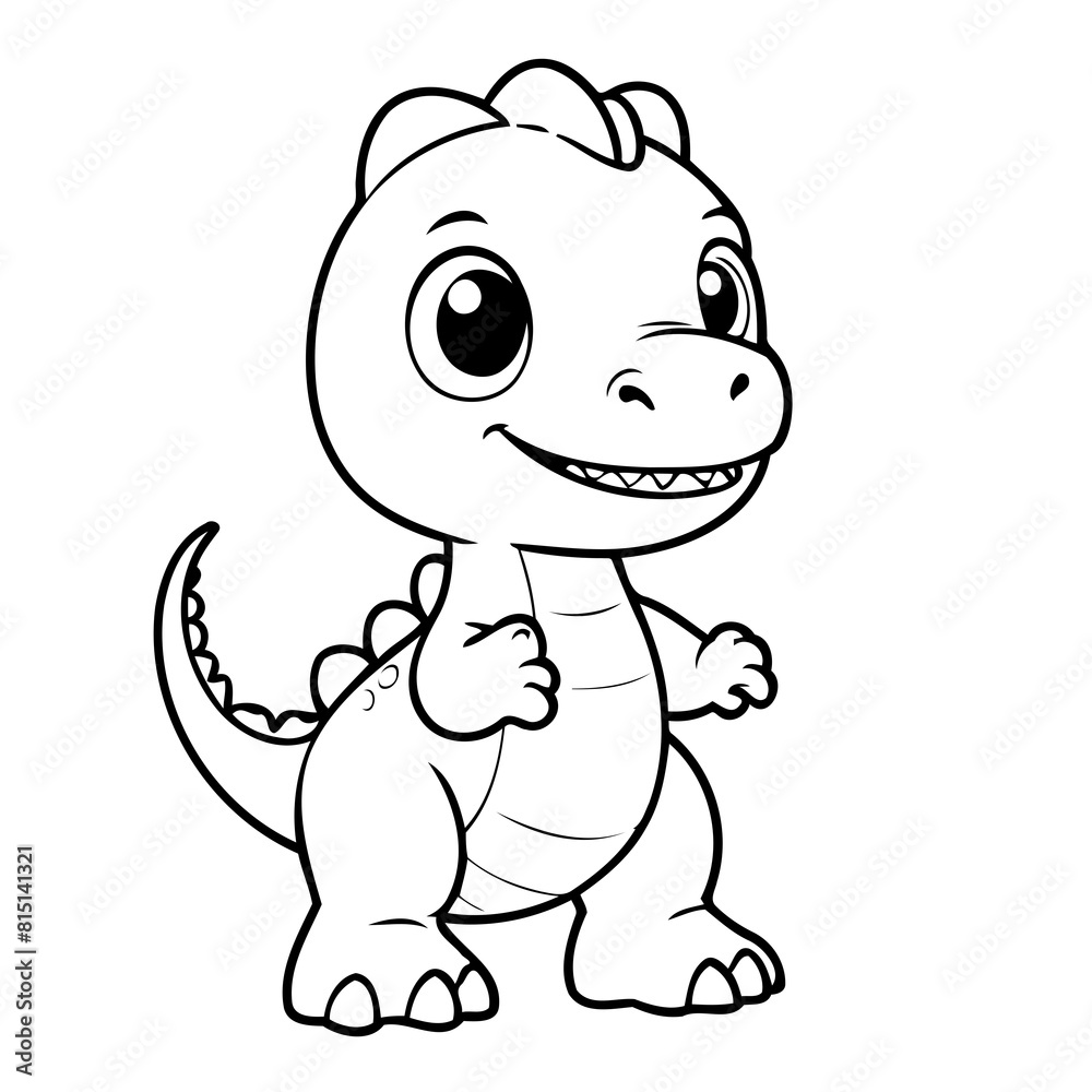 Vector illustration of a cute Dino drawing for toddlers coloring activity Vector illustration of a cute Dino drawing for toddlers coloring activity