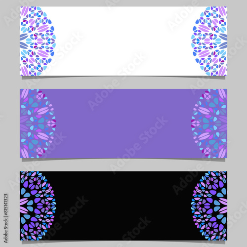 Geometrical horizontal gemstone mandala banner background set - colorful abstract vector graphics