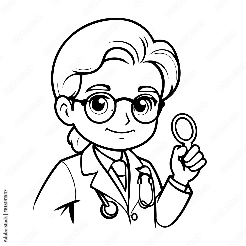 Cute vector illustration Doctor drawing for kids colouring activity Cute vector illustration Doctor drawing for kids colouring activity