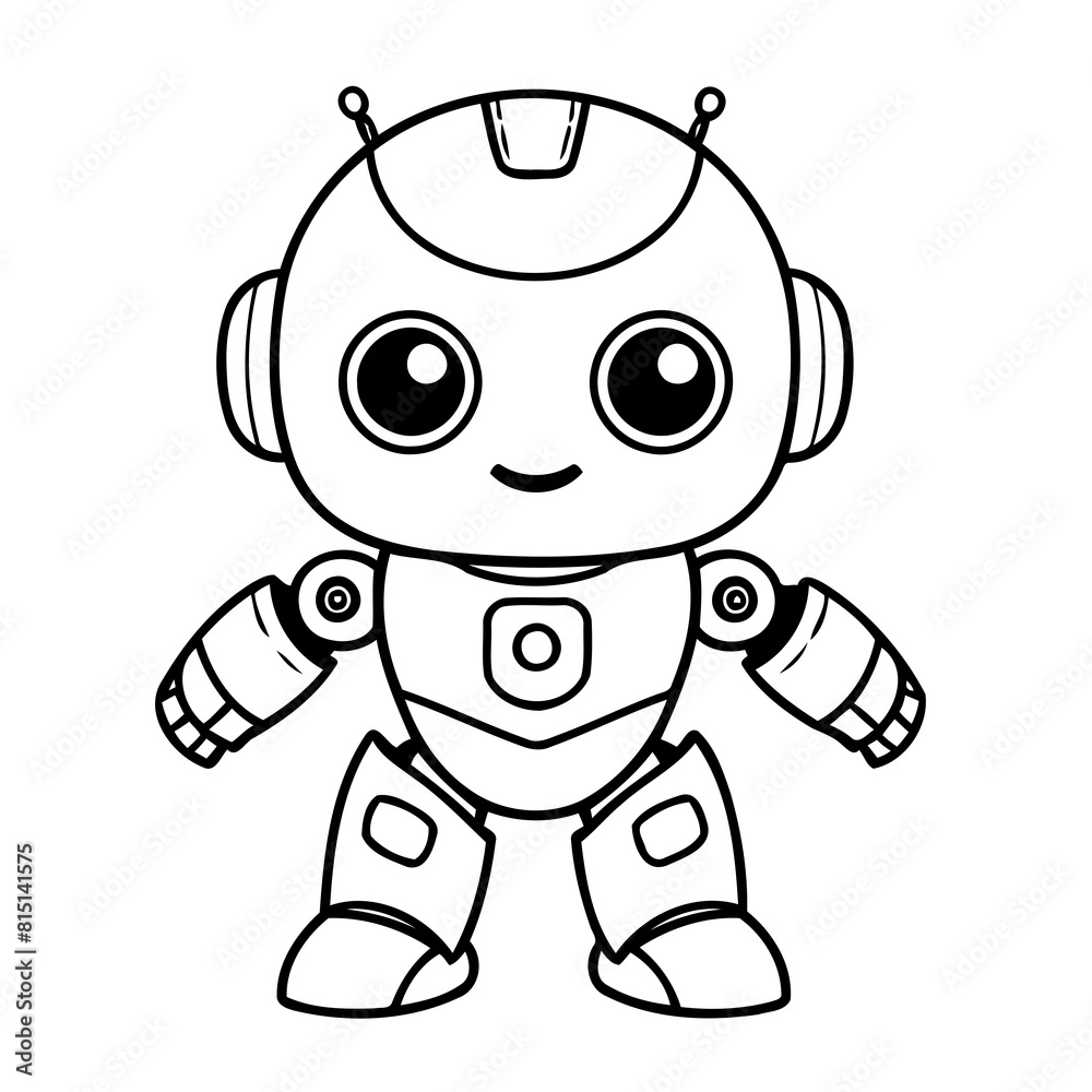 Vector illustration of a cute Robot doodle for children worksheet Vector illustration of a cute Robot doodle for children worksheet