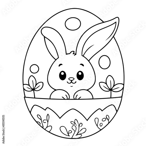 Cute vector illustration Bunny drawing for toddlers colouring page