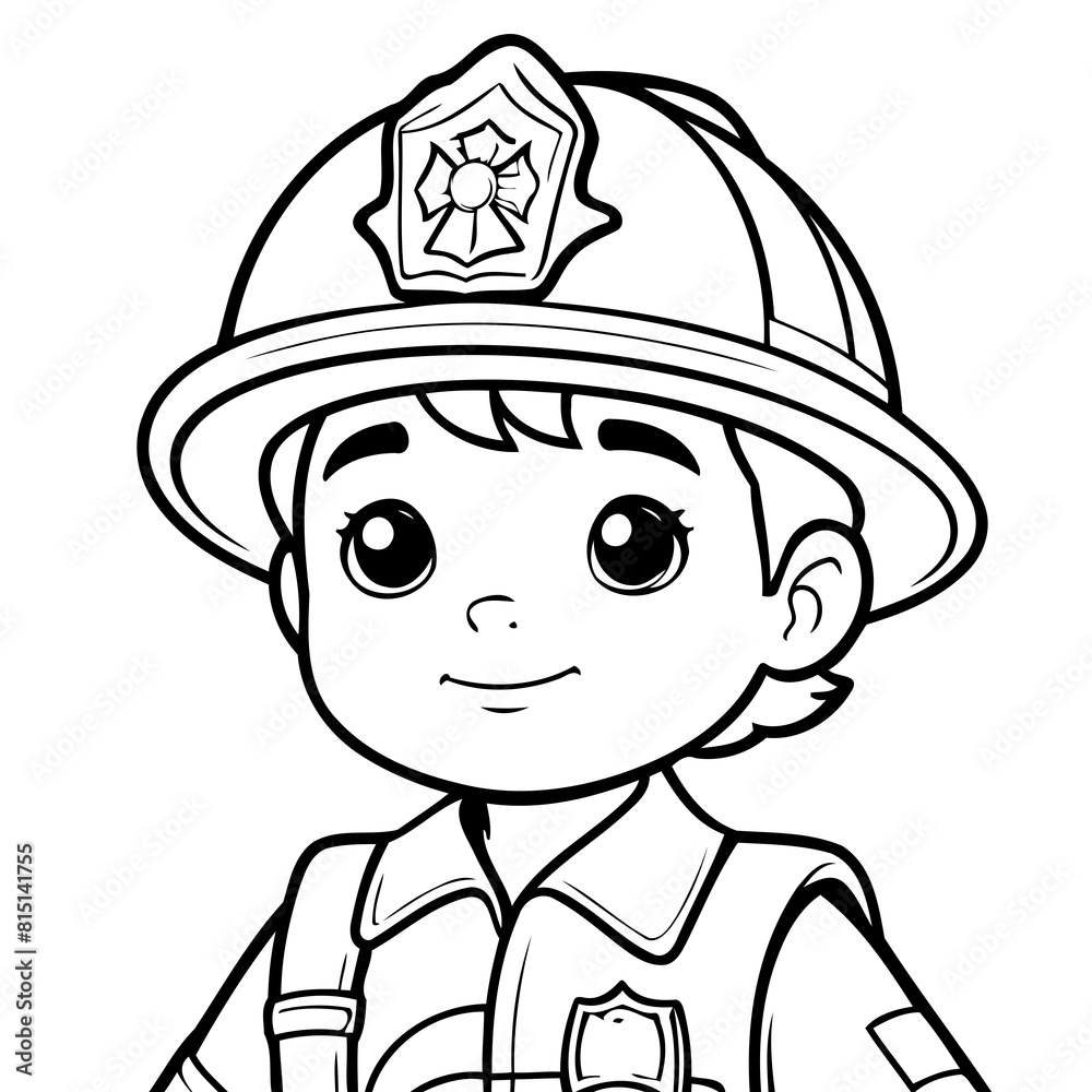 Simple vector illustration of Firefighter drawing for toddlers coloring activity Simple vector illustration of Firefighter drawing for toddlers coloring activity