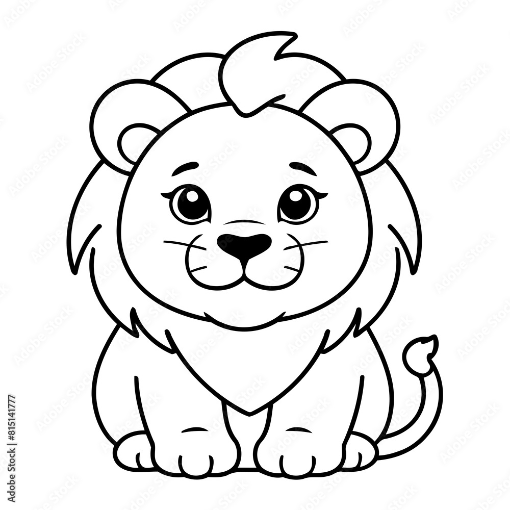 Fototapeta premium Cute vector illustration Lion for kids colouring page